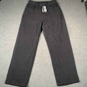 Converse Jeans Mens Large Gray‎ Straight Leg Denim Pants Logo Patch Relaxed Fit